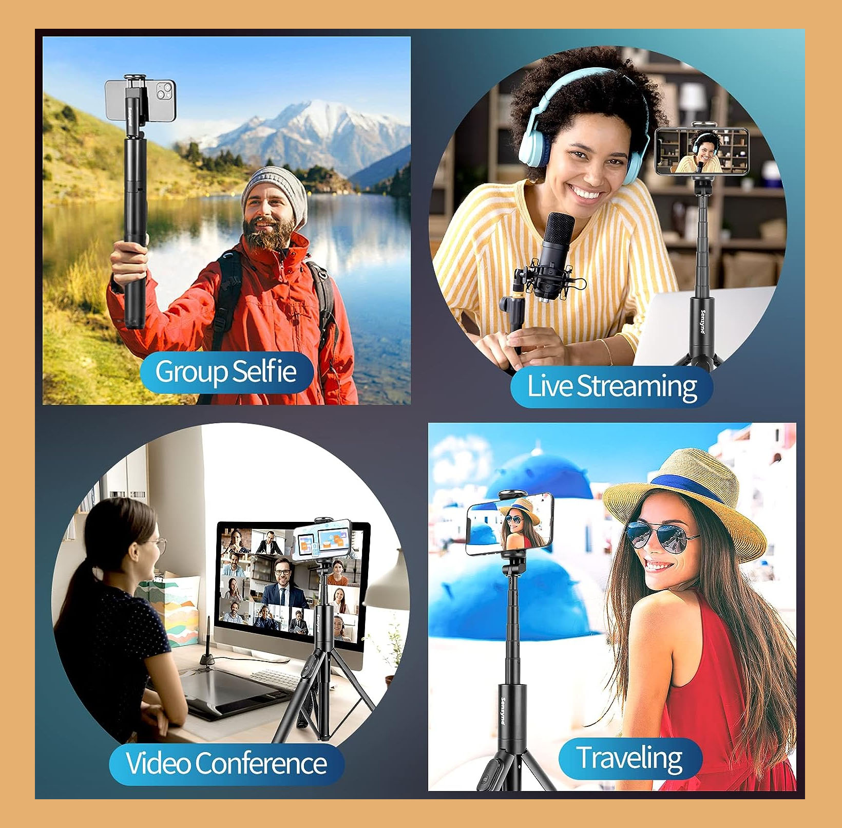 Sensyne 62" Phone Tripod & Selfie Stick