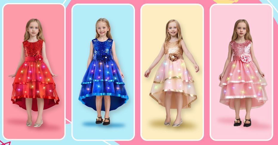 Girls Sequin Flower Dress