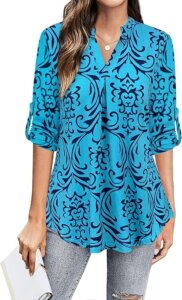 BEPEI Womens Tops Dressy Casual Sleeve Blouses Neck Business Work Shirts