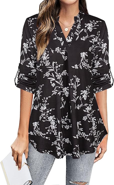 BEPEI Womens Tops Dressy Casual Sleeve Blouses Neck Business Work